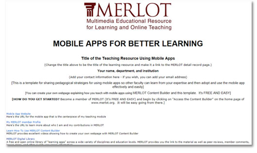 MERLOT mobile app template